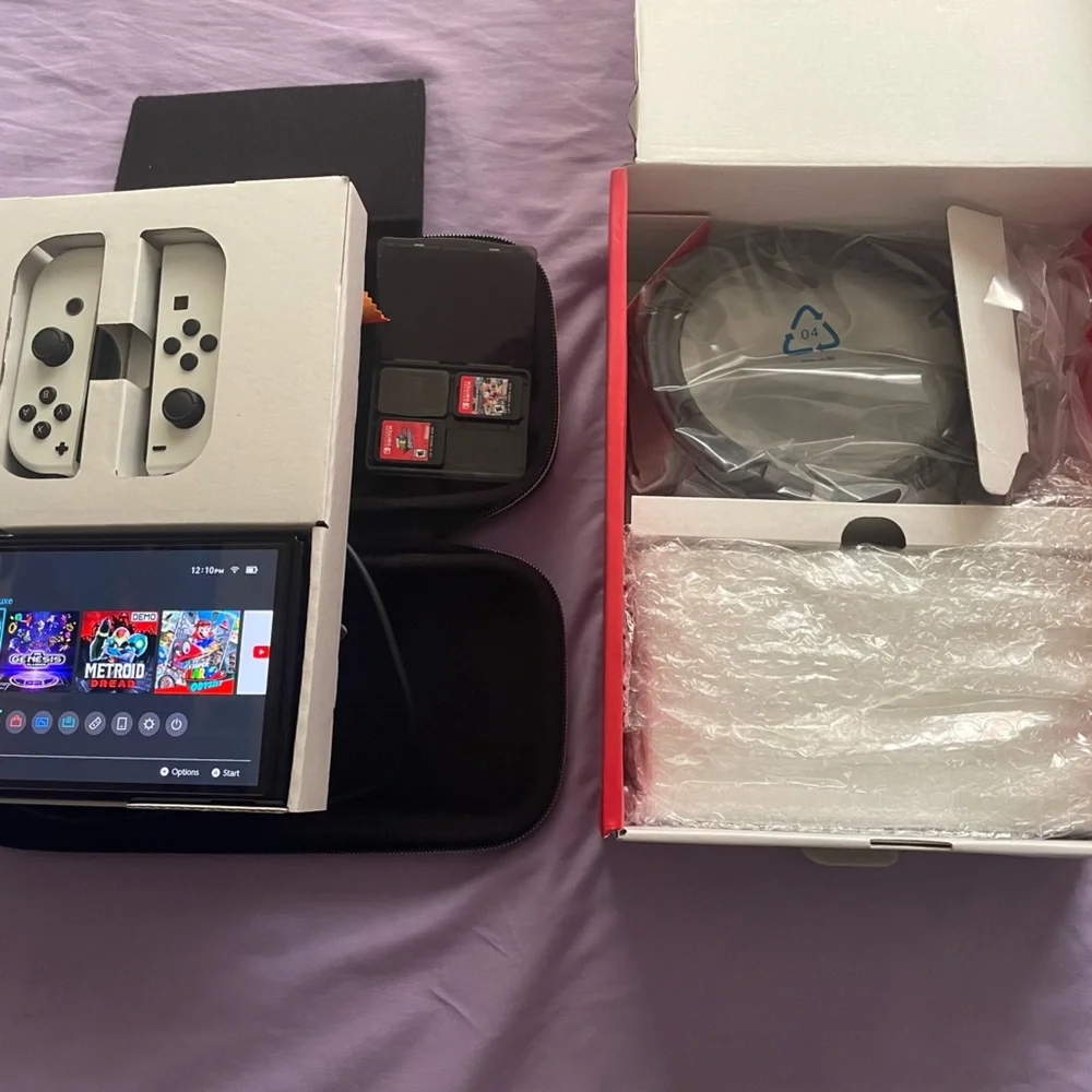 Nintendo Switch with Gray Joy-Con and Accessories